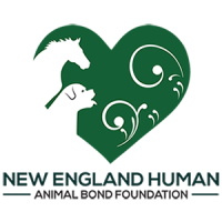 Green heart with a horse and a dog inside, logo of the New England Human Animal Bond Foundation.