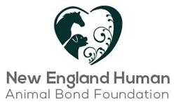 Logo of the New England Human Animal Bond Foundation featuring a heart-shaped design with a horse, dog, and cat inside.