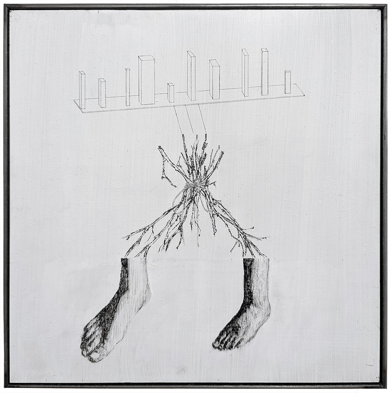 Esque-pic-tur, 2025, Acrylic on board and Steel, 305x305mm