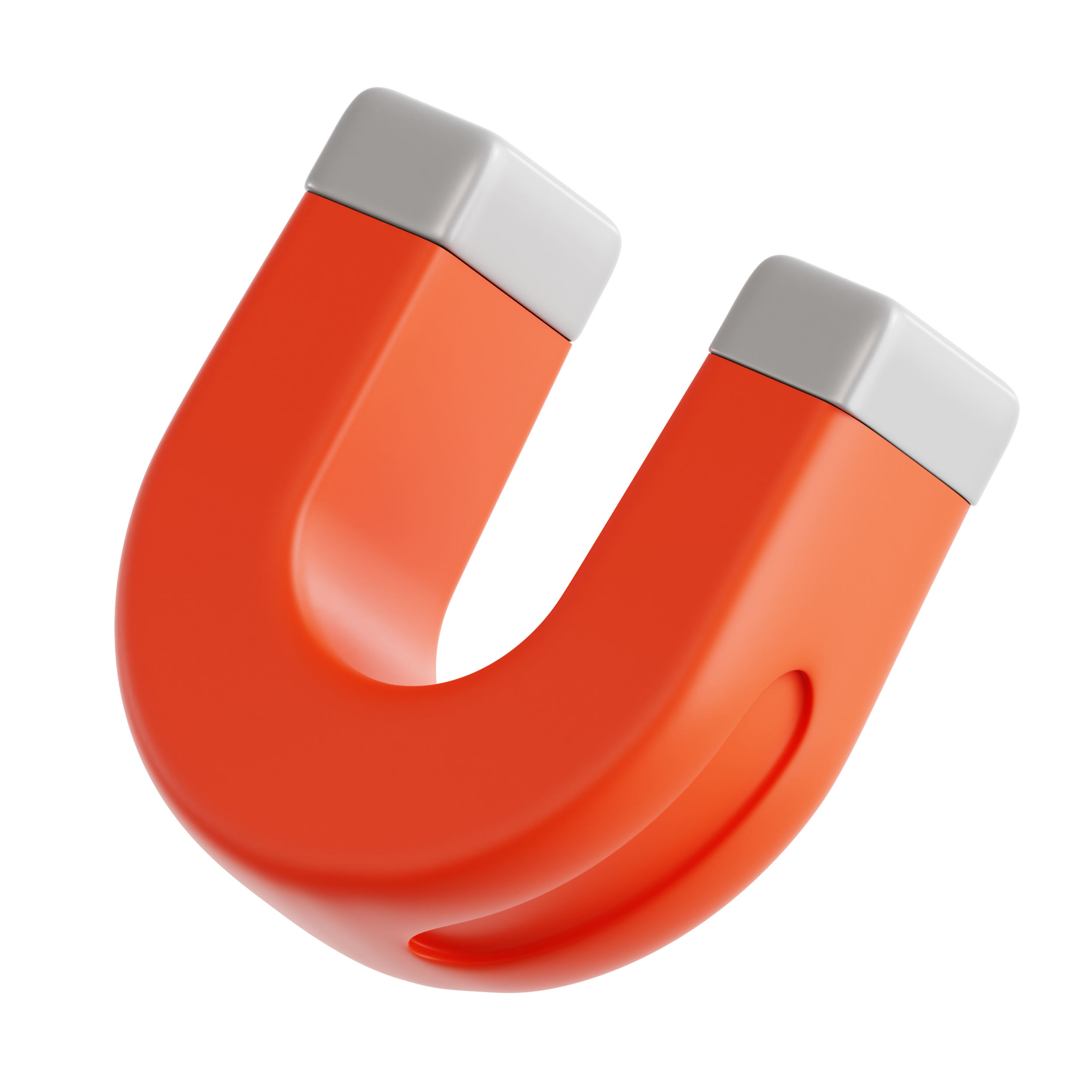 A 3D illustration of a red horseshoe magnet with silver tips, floating against a black background.
