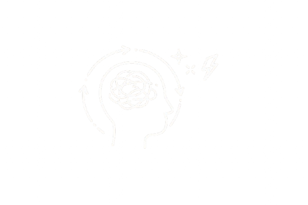 Line drawing of a vintage armchair with curved arms and tapered legs, set against a black background.