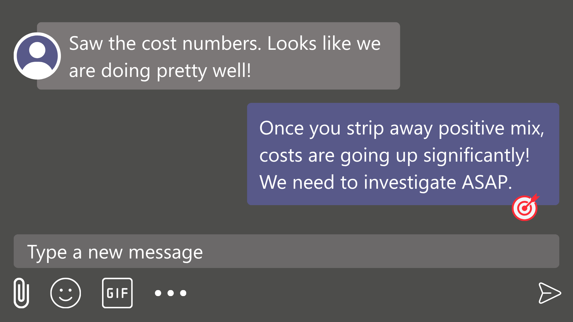 Chat example where CFO pulls right lever