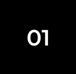 Black background with the white number '01' in the center.