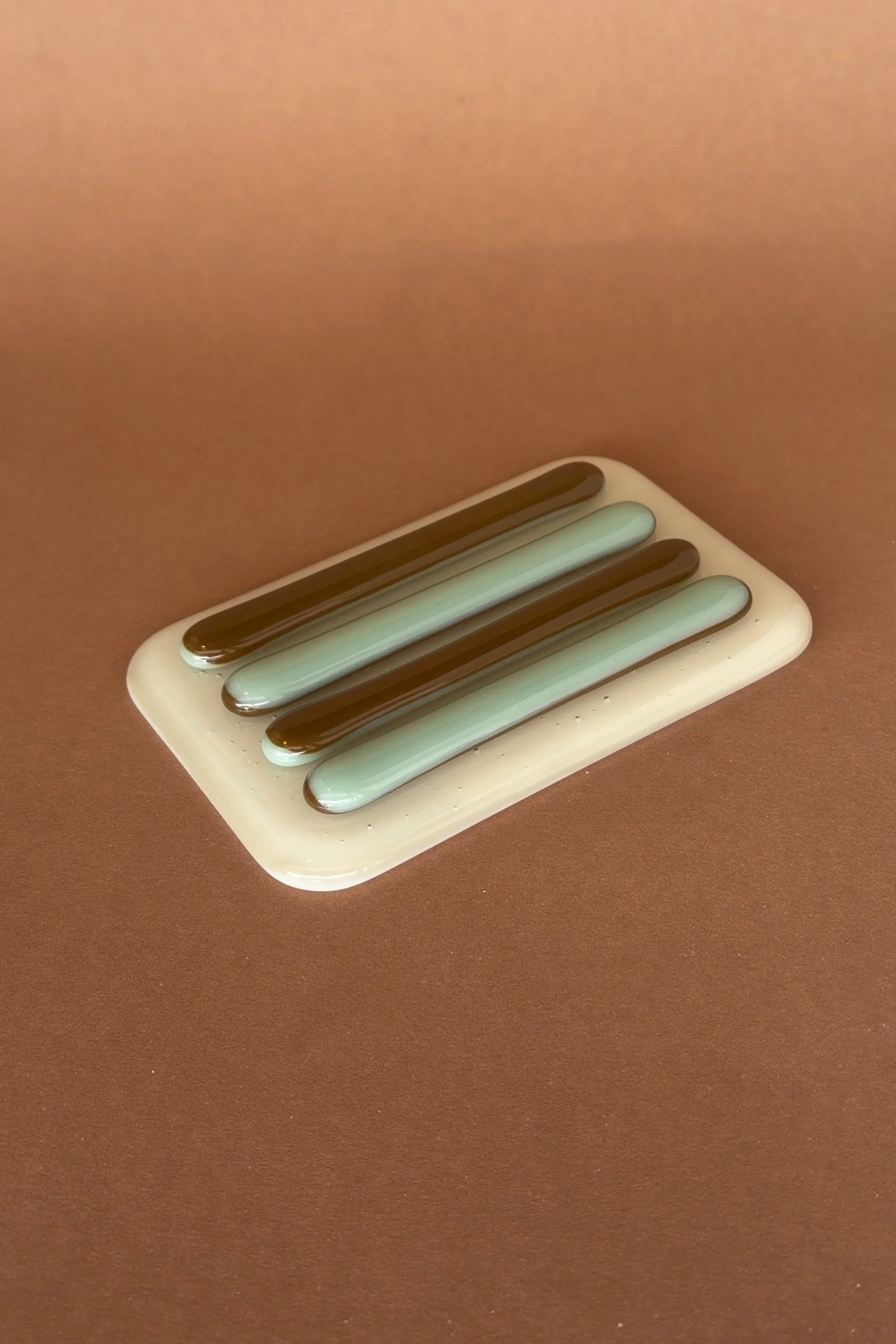 Soap Dish - Marzipan, Celadon & Chocolate