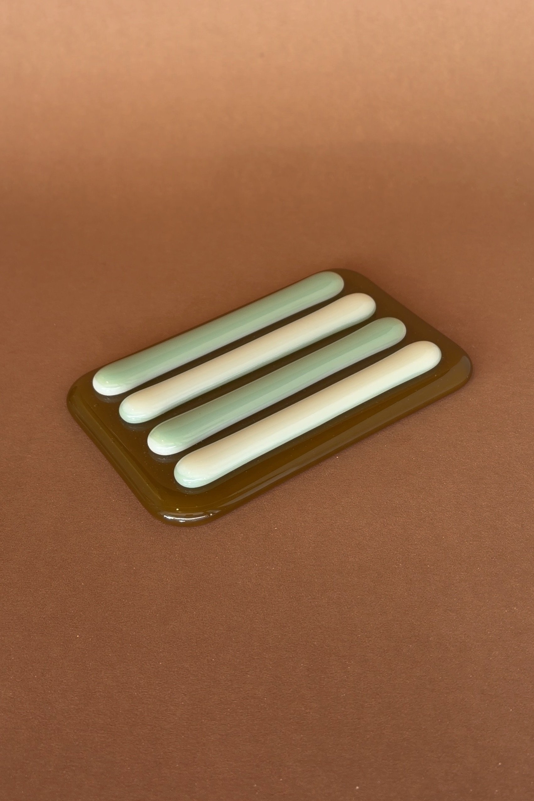 Soap Dish - Chocolate, Celadon & Marzipan