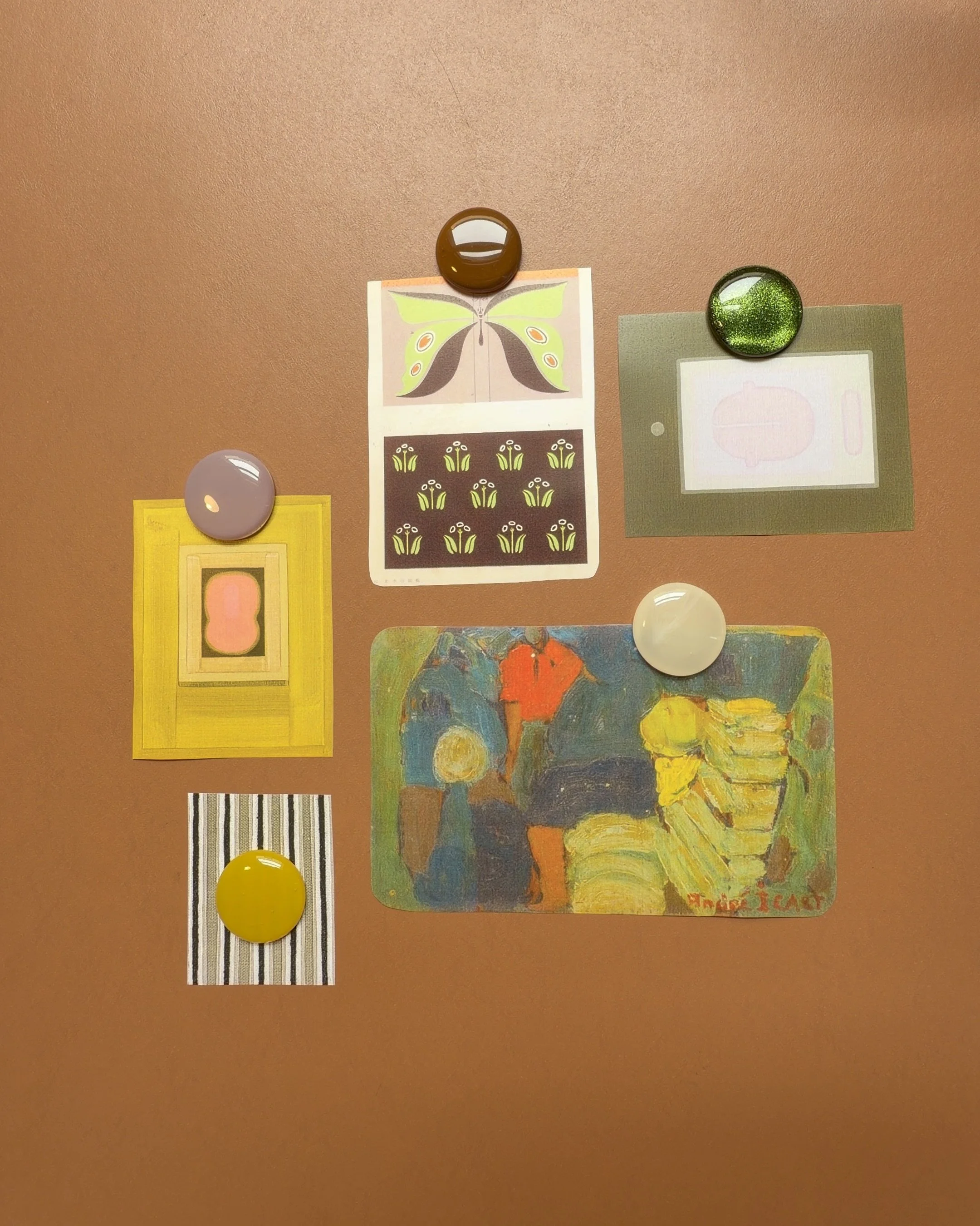 Magnet - Set of 5 in Emerald, Chocolate & Olive