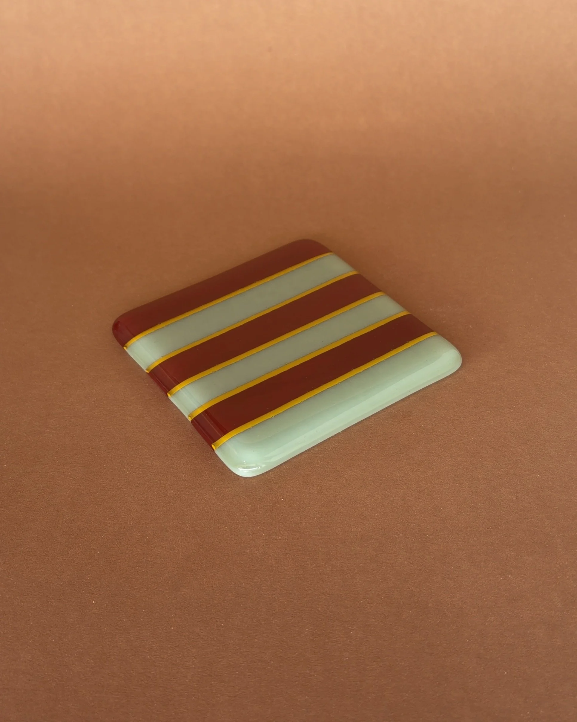 Striped Coaster - Celadon & Claret