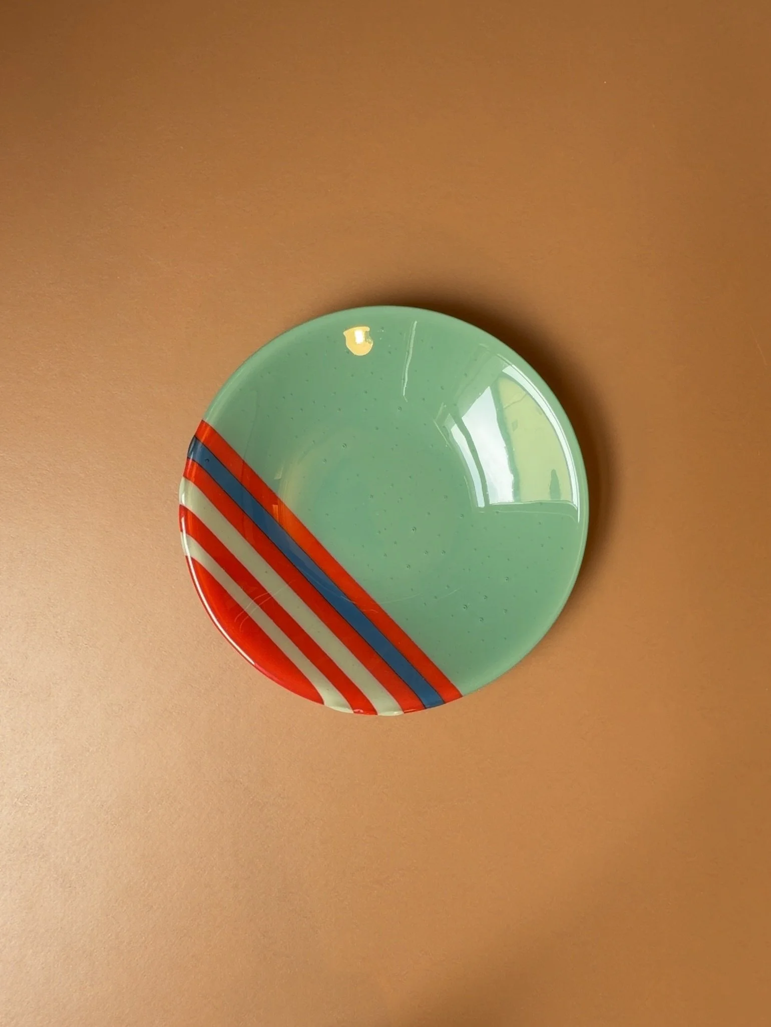 Medium Bowl - Celadon & Poppy Red Stripe