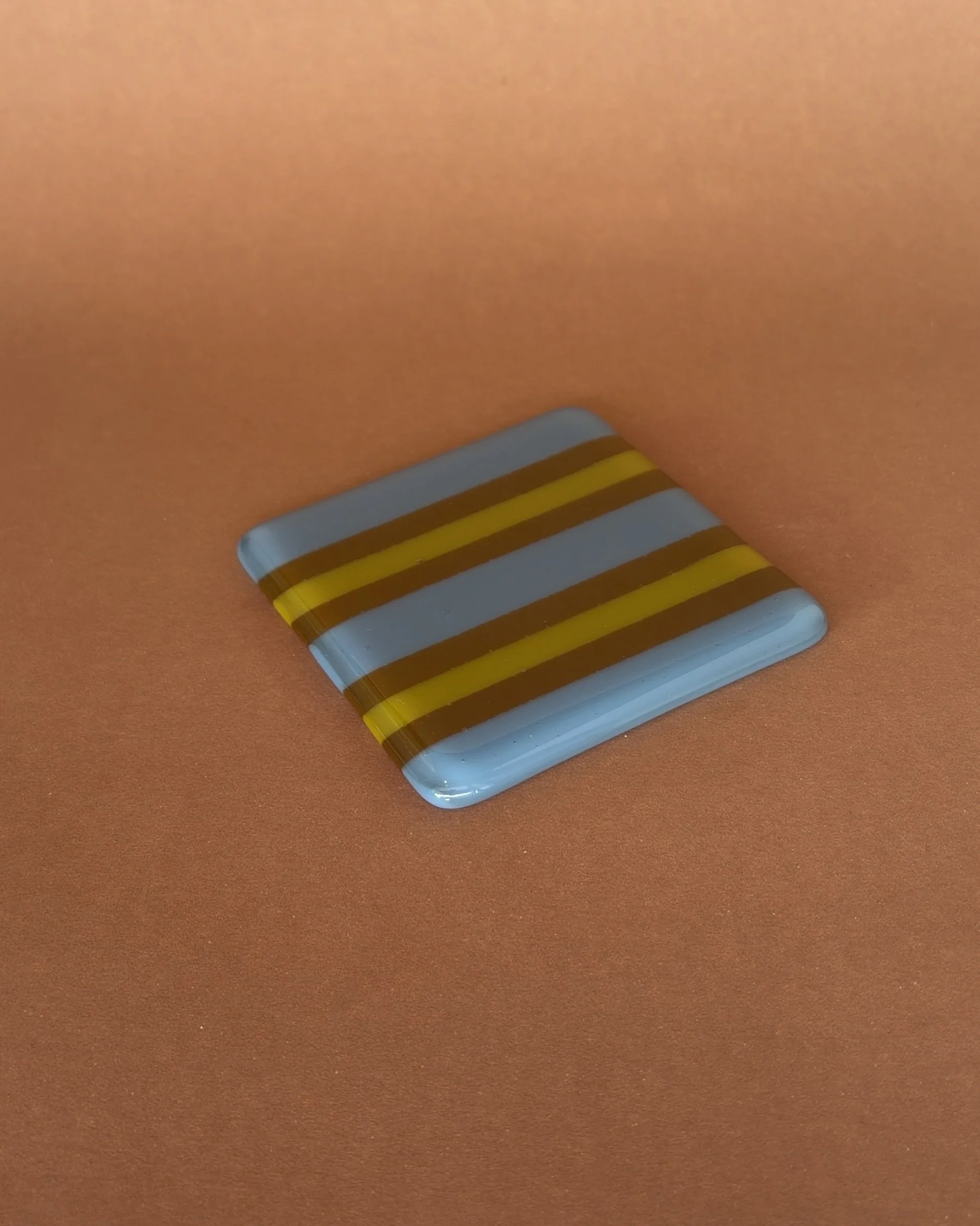 Double Racing Stripe Coaster - Dusty Blue, Olive & Chocolate