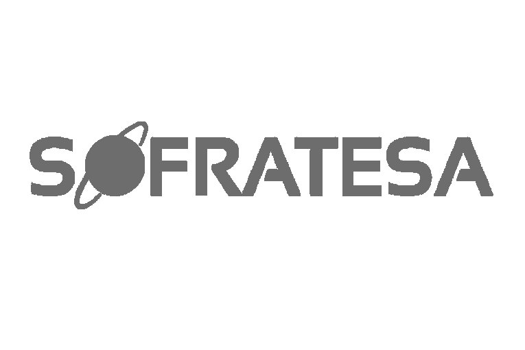 Logo de Sofratiesa con texto en letras grises y un planeta con anillos en lugar de la letra 'O'