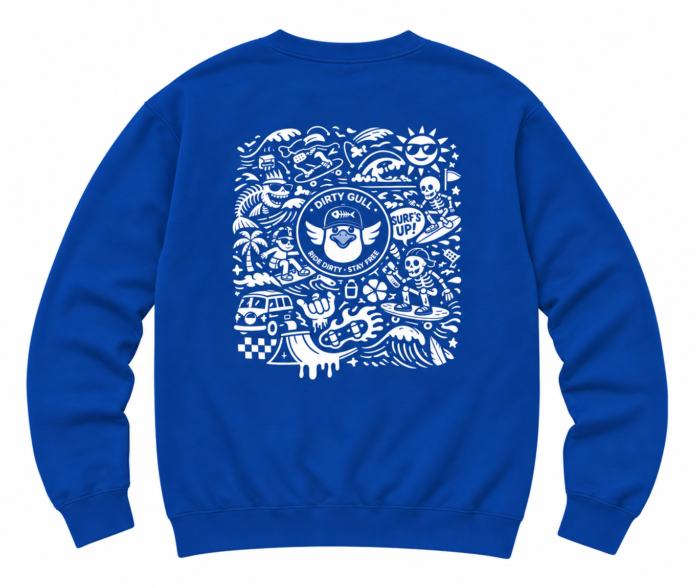 Sweat bleu Dirty Gull, dos imprimé.png