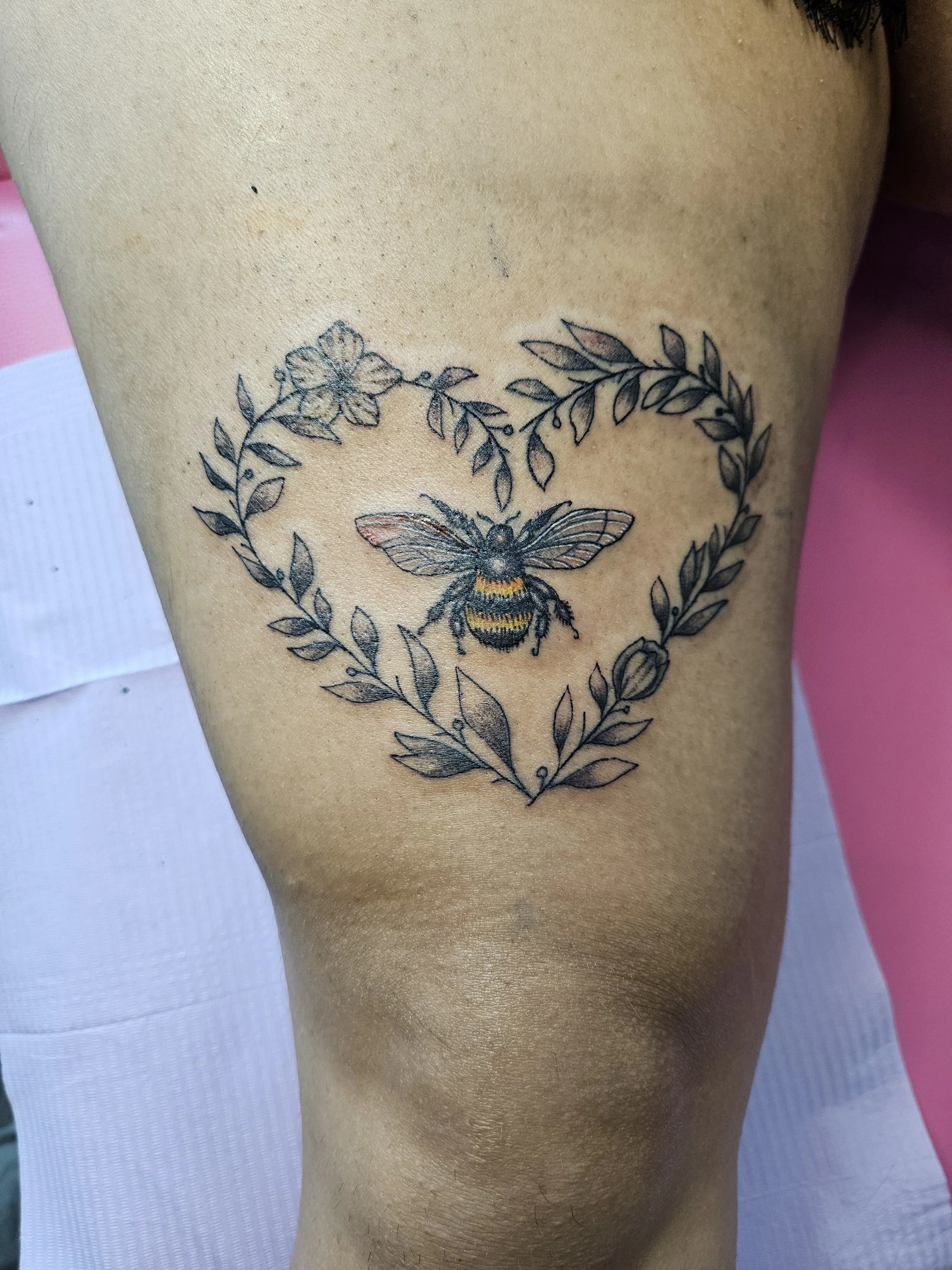 bee in floral heart
