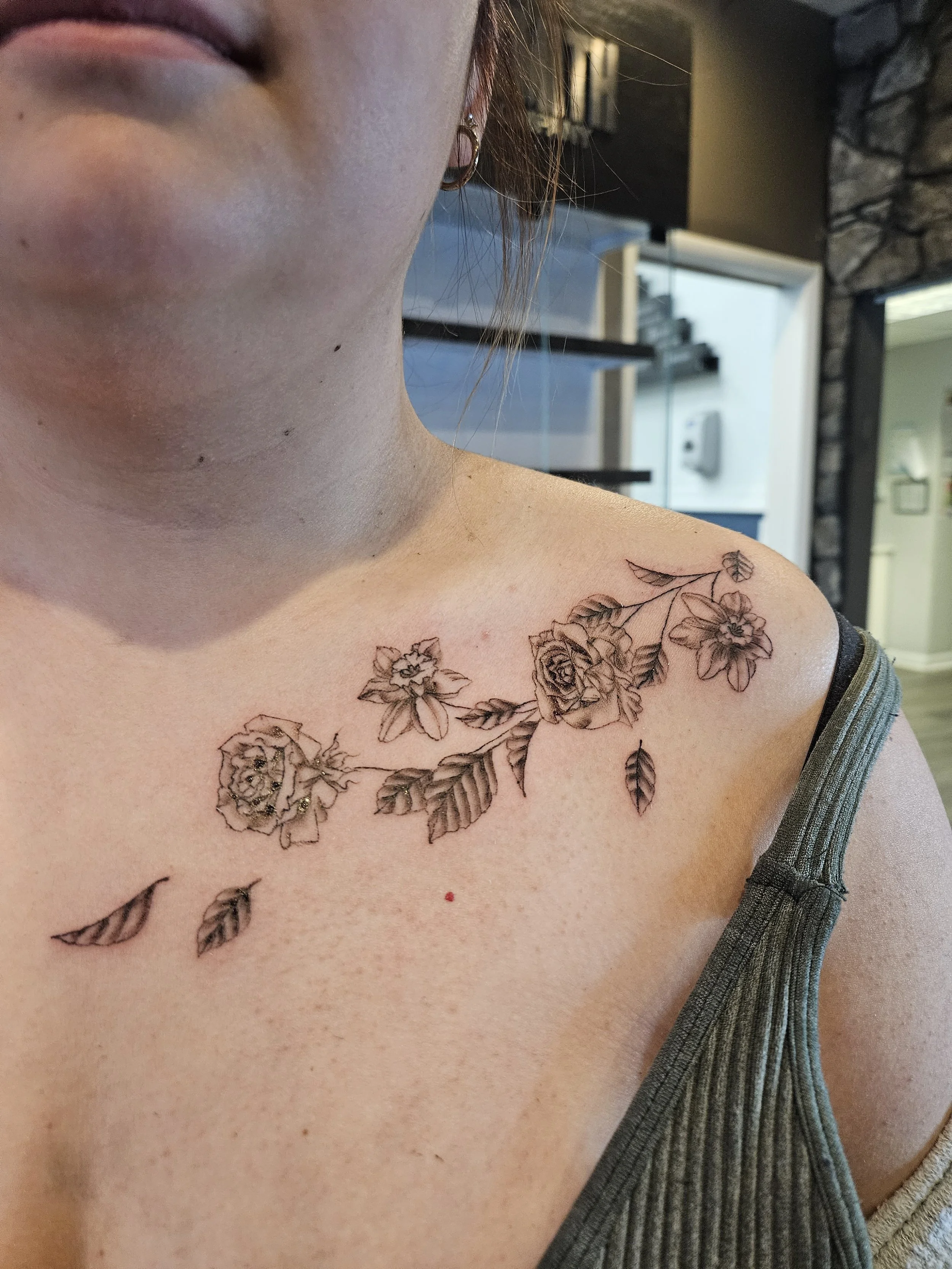 roses and daffodils