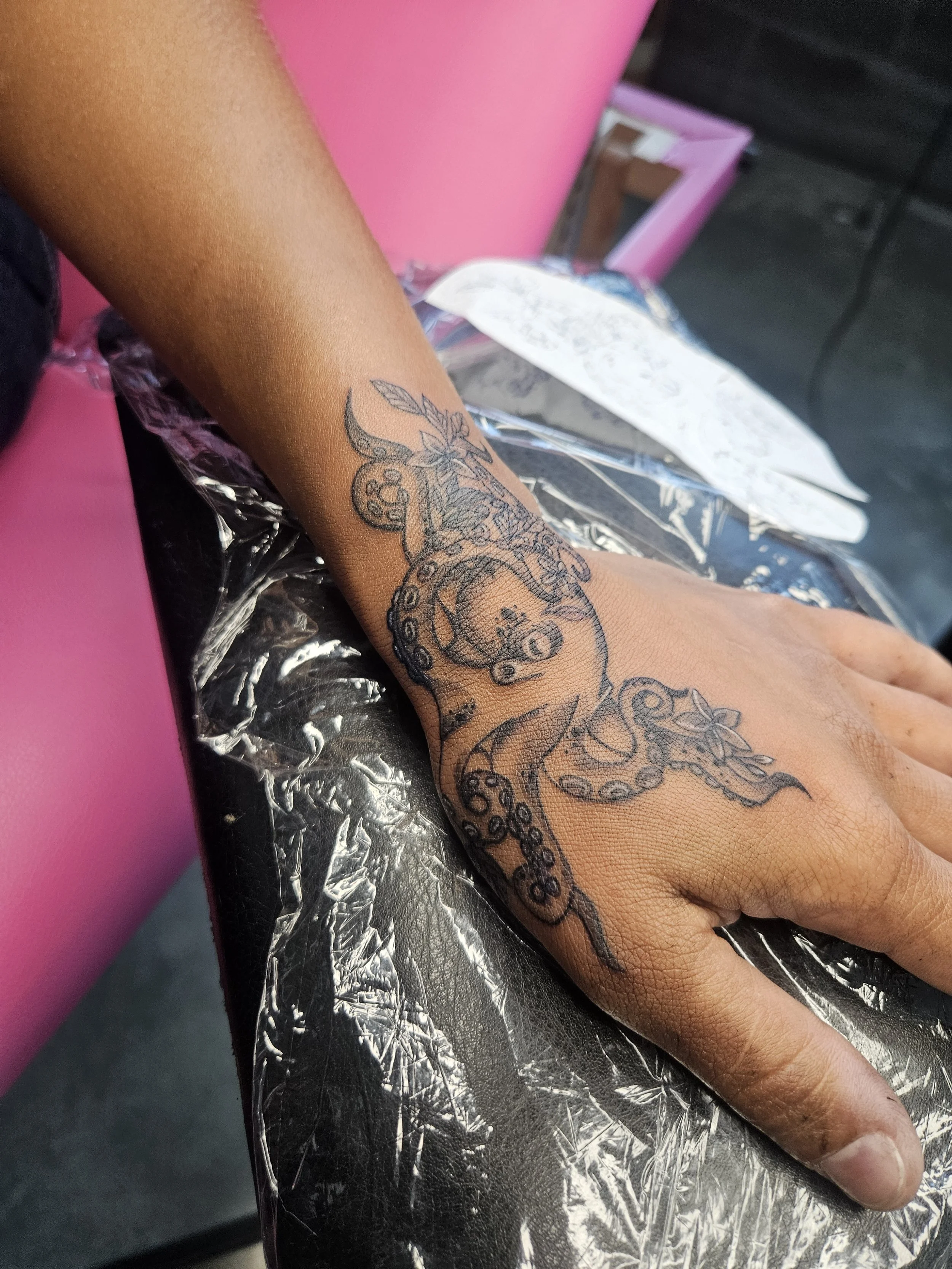 octopus on hand
