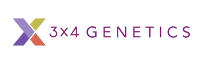 Logo of 3x4 Genetics with a multicolored X symbol and the company name