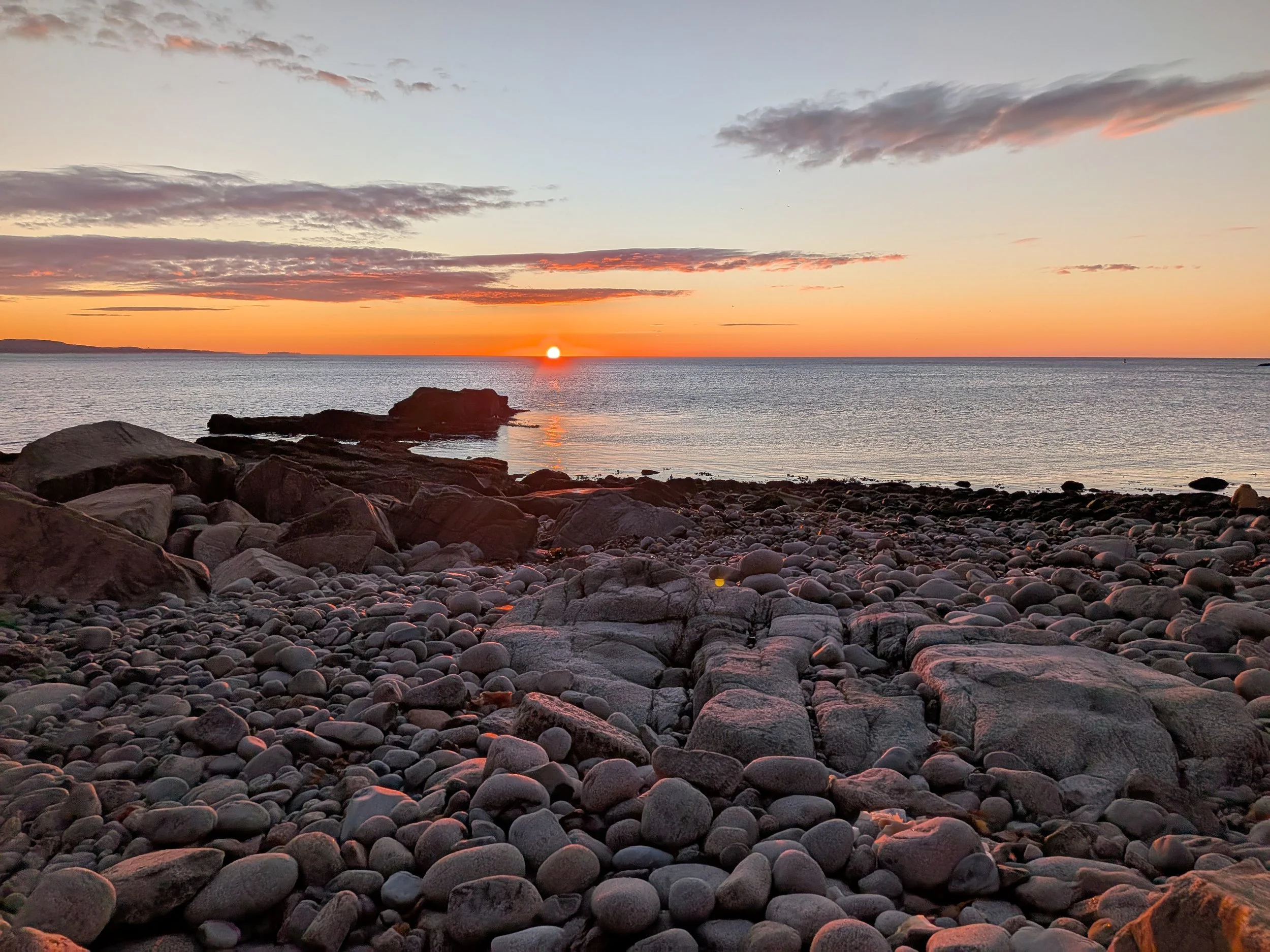 Sunrise at Boulder Beach in Acadia National Park.