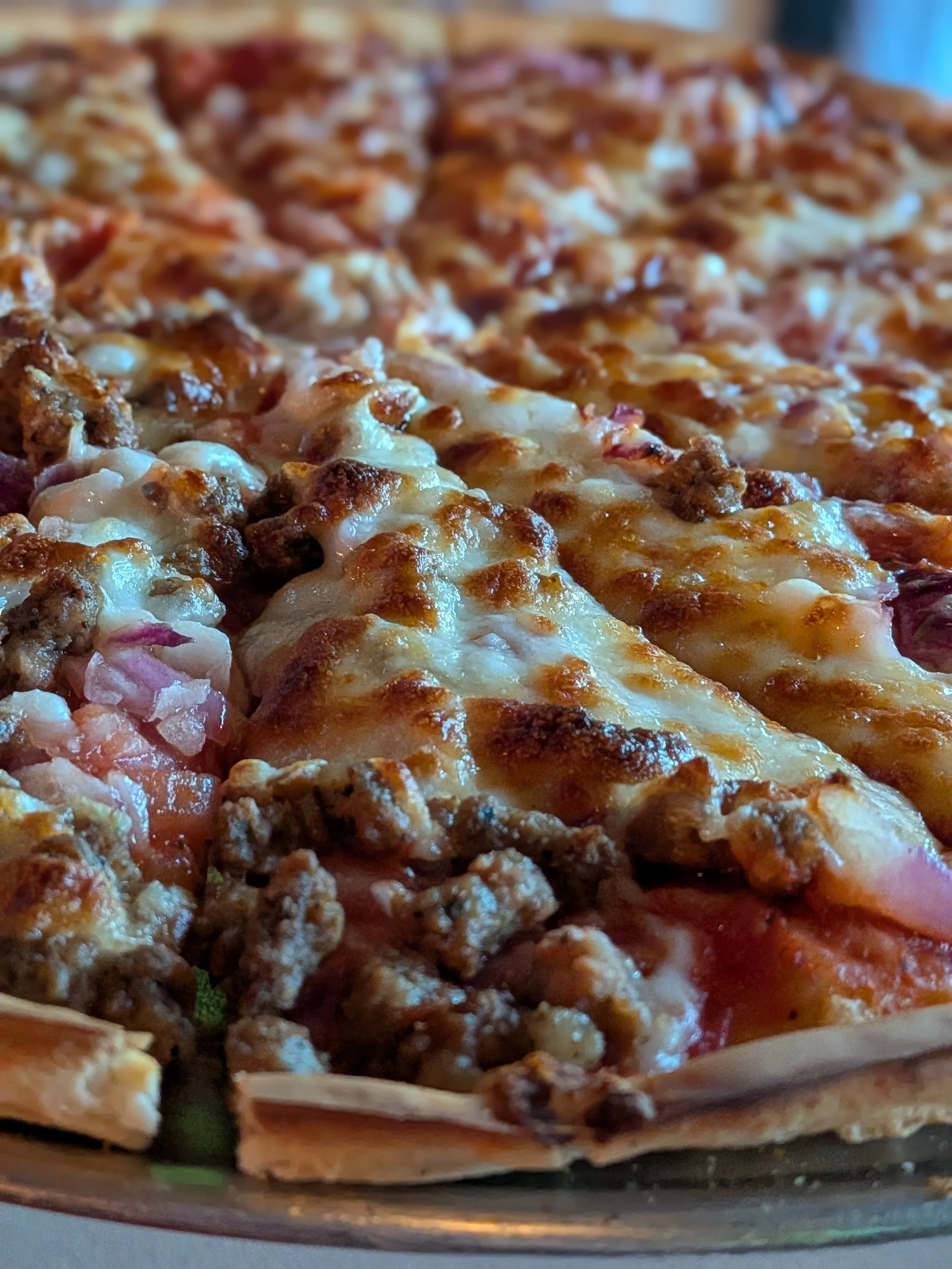 Sausage and onion pizza from Old Shawnee Pizza in Kansas City