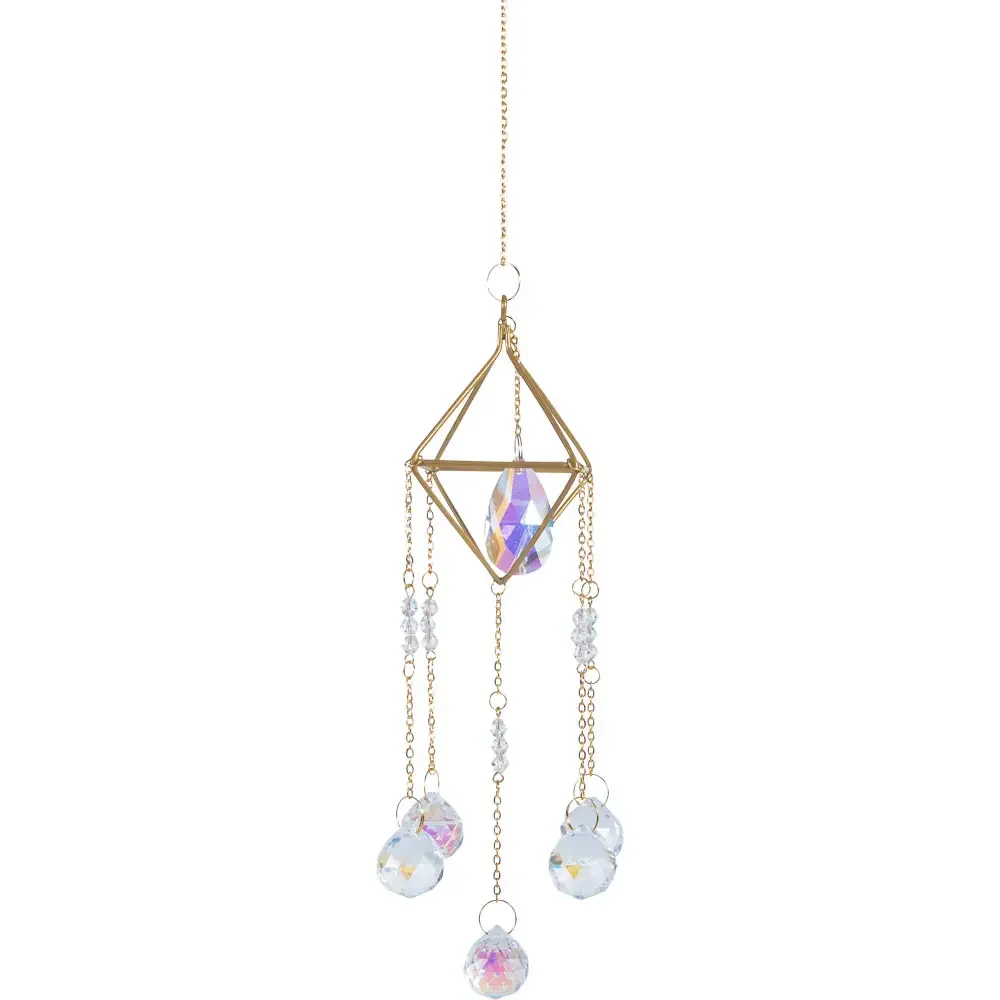 Hanging Crystal Prism Sun catcher w/ Crystal Spheres