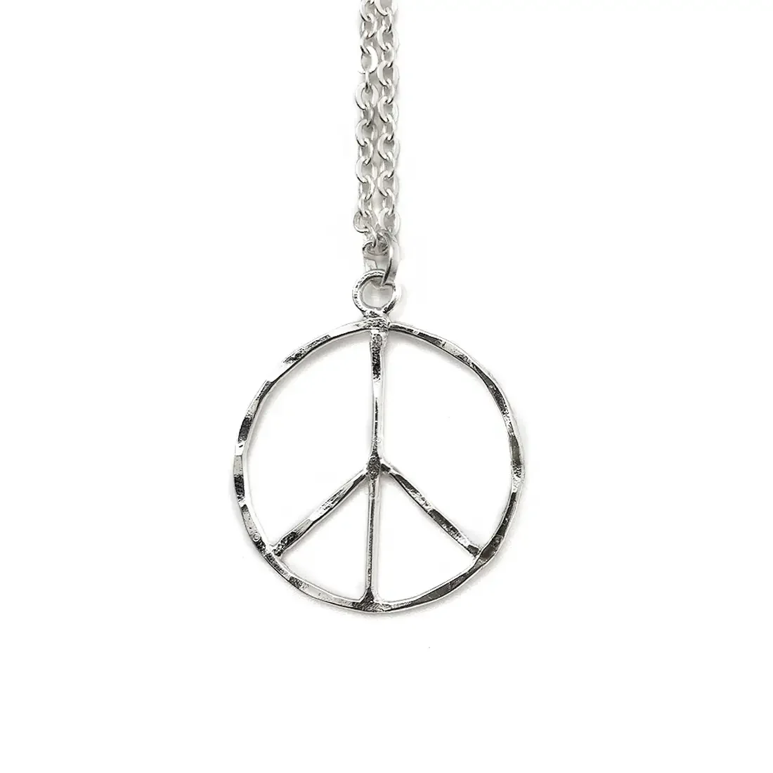 Silver Plated Necklace -  Peace Sign