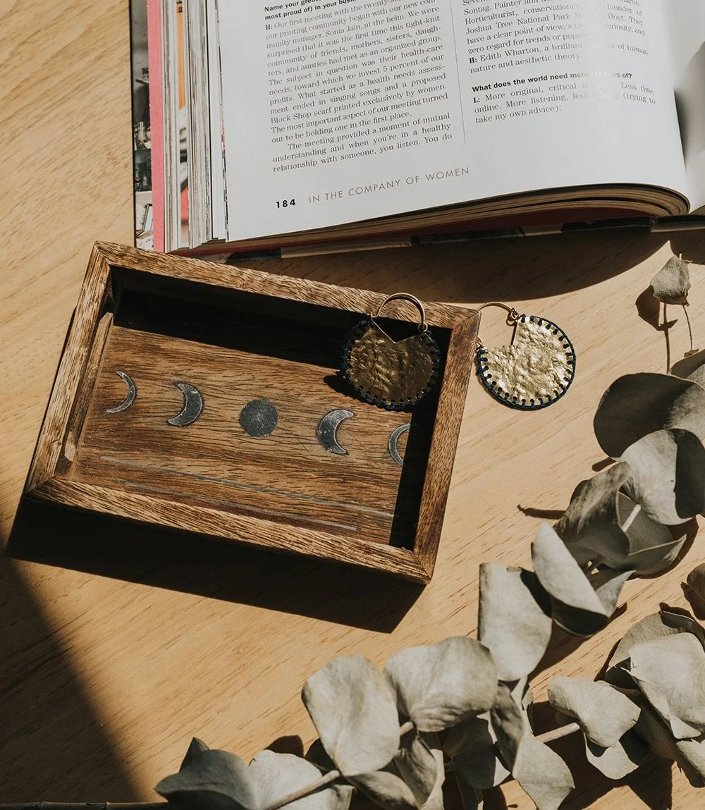 Wooden Trinket Tray - Moon Phase