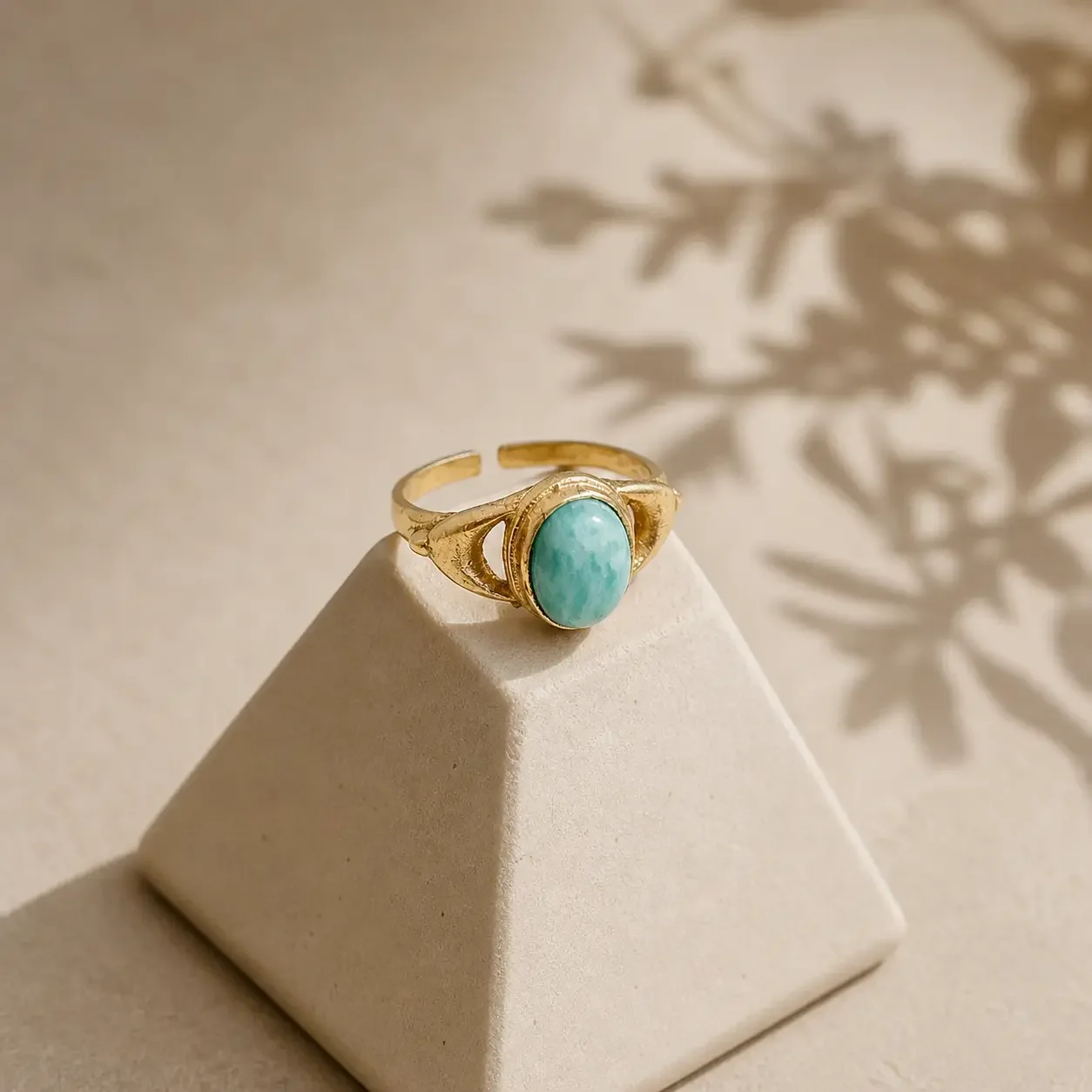 Ring - Gold Oval with Amazonite