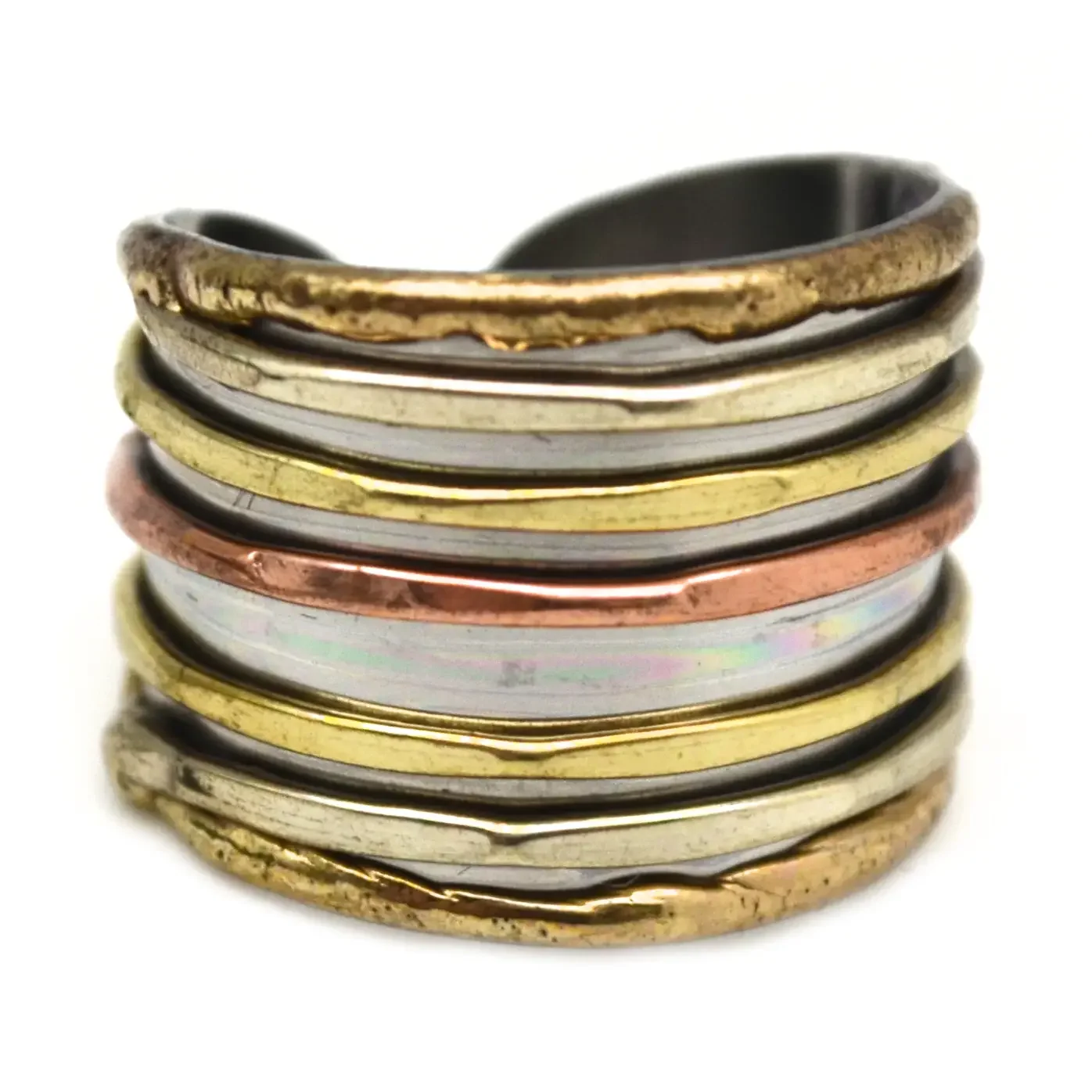 Mixed Metal Cuff Ring - Stripes
