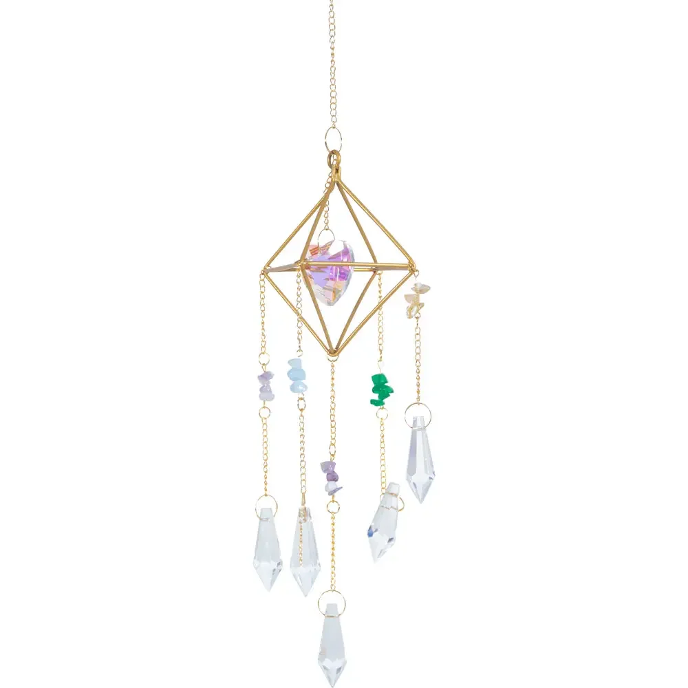Hanging Heart Crystal Sun catcher w/ Multi - Coloured
