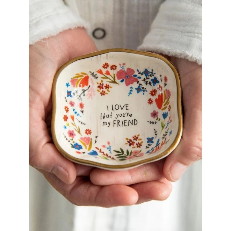 Antiqued Trinket Dish - Friend