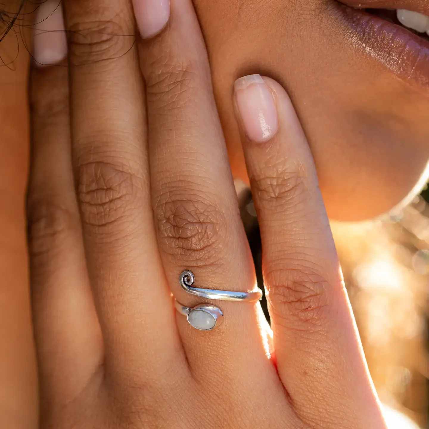 Ring - Silver Oval with Moonstone