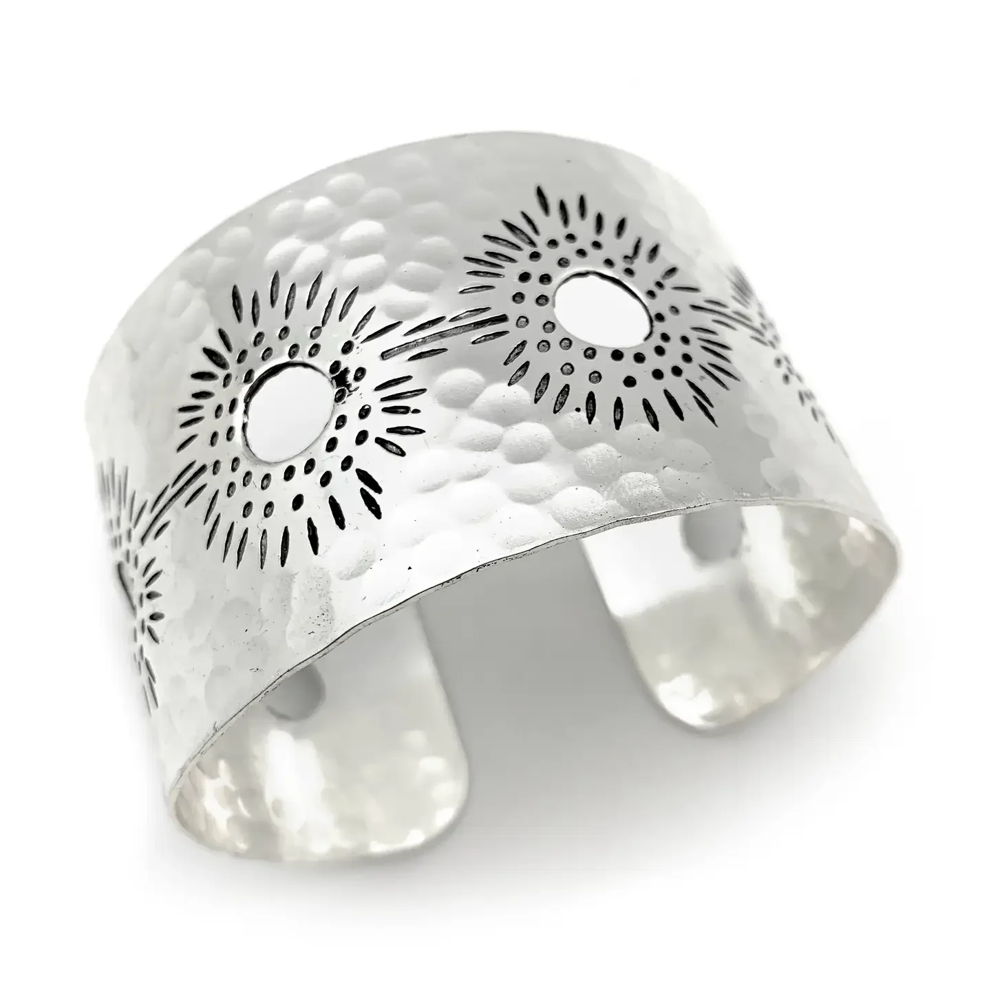 Silver Plated Adjustable Cuff Bracelet - Sunburst