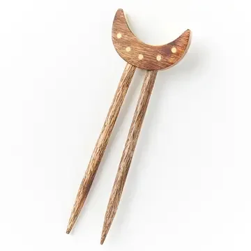 Hair Pin - Wood - Crescent Moon