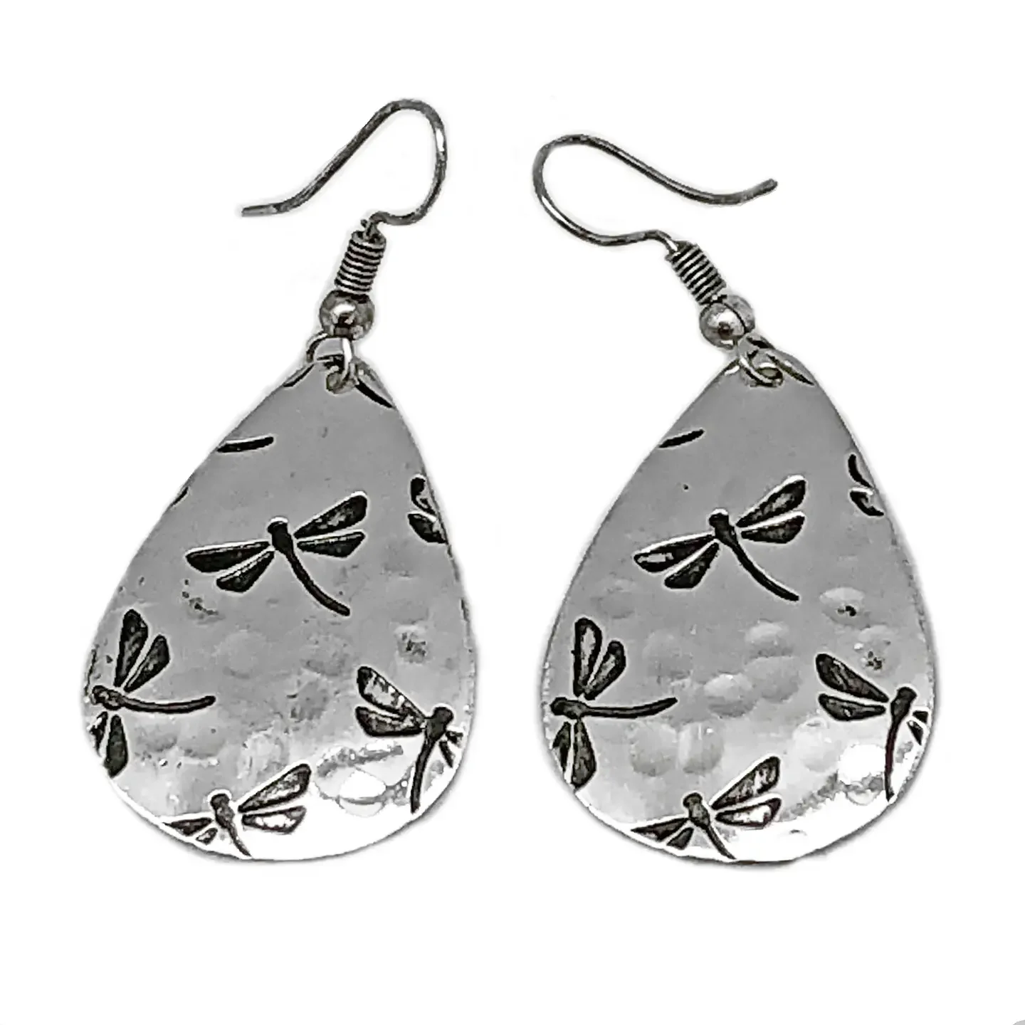 Dragonfly Silver Engraved Earrings
