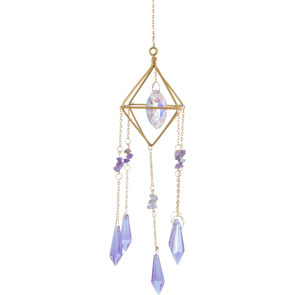 Hanging Crystal Prism Sun catcher w/ Amethyst