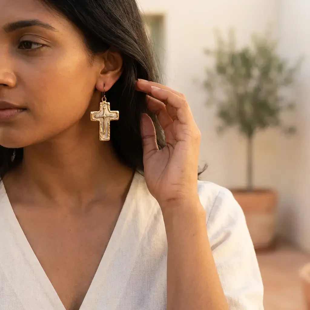 Mixed Metal Earrings - Stainless Steel and Brass