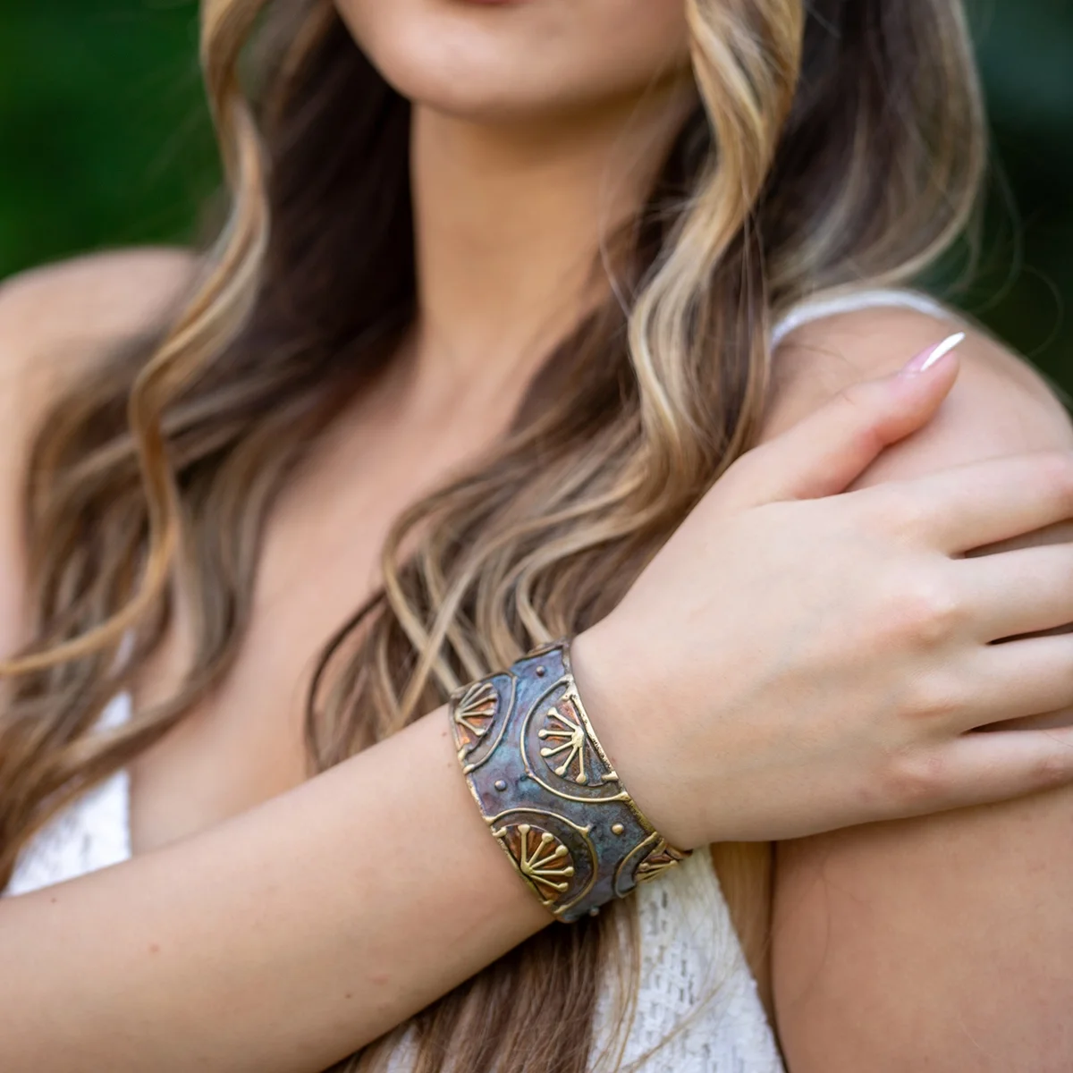 Brass Patina Cuff - Rustic Blue