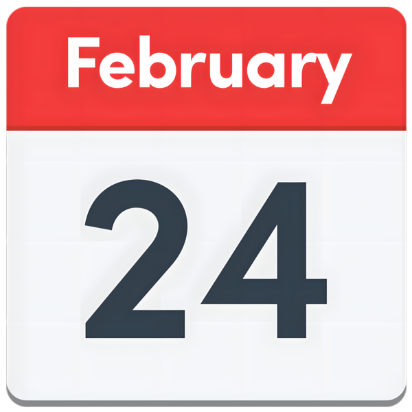 A picture hat says 'February' and '24'.