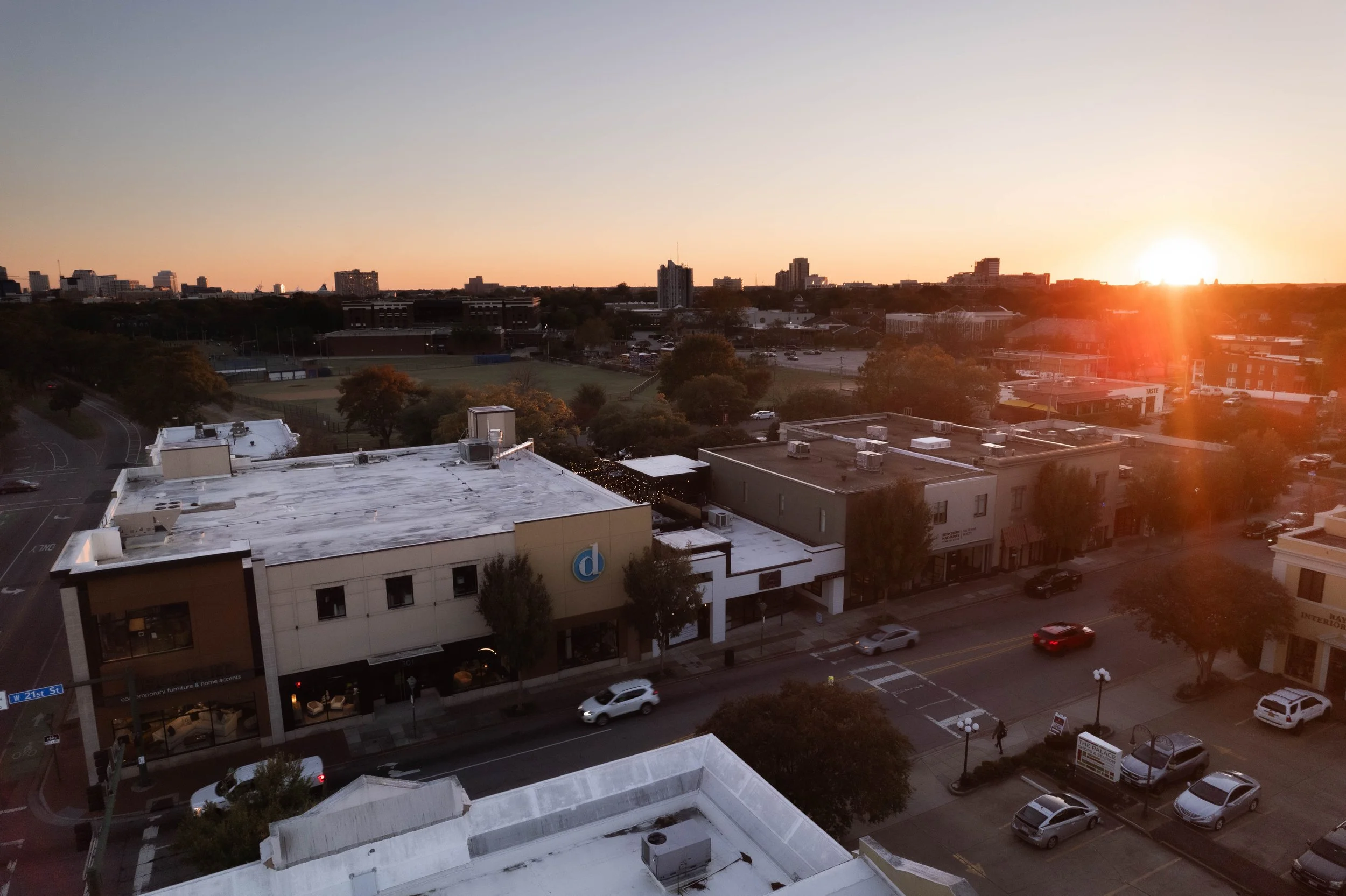 aerial view, rooftop