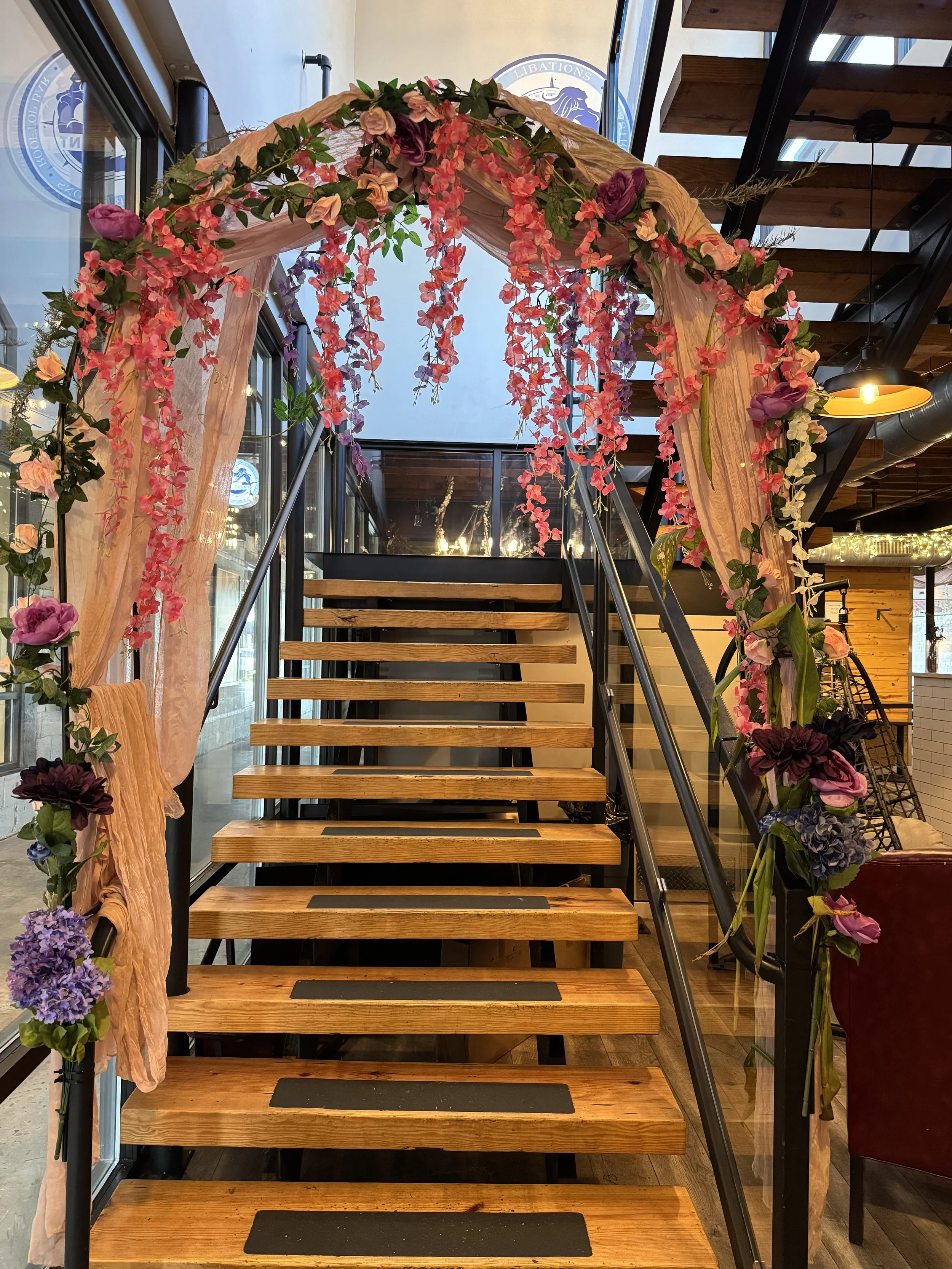 private event, stairs, fantasy ball, decor, arch