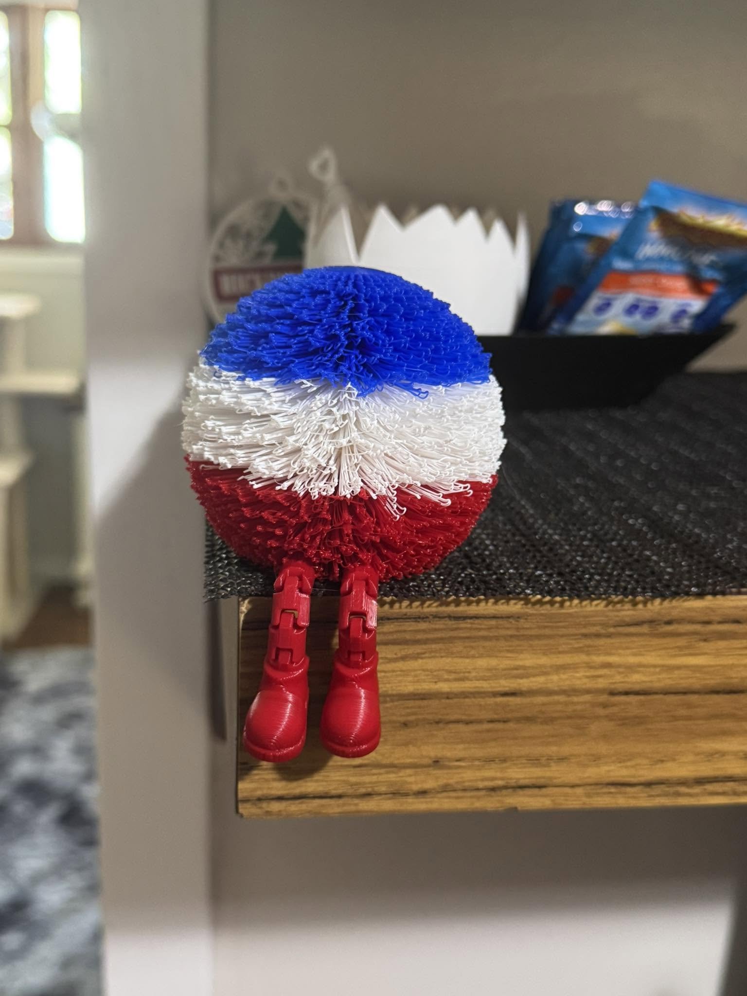 Patriotic Snowball Decoration with Dangling Legs