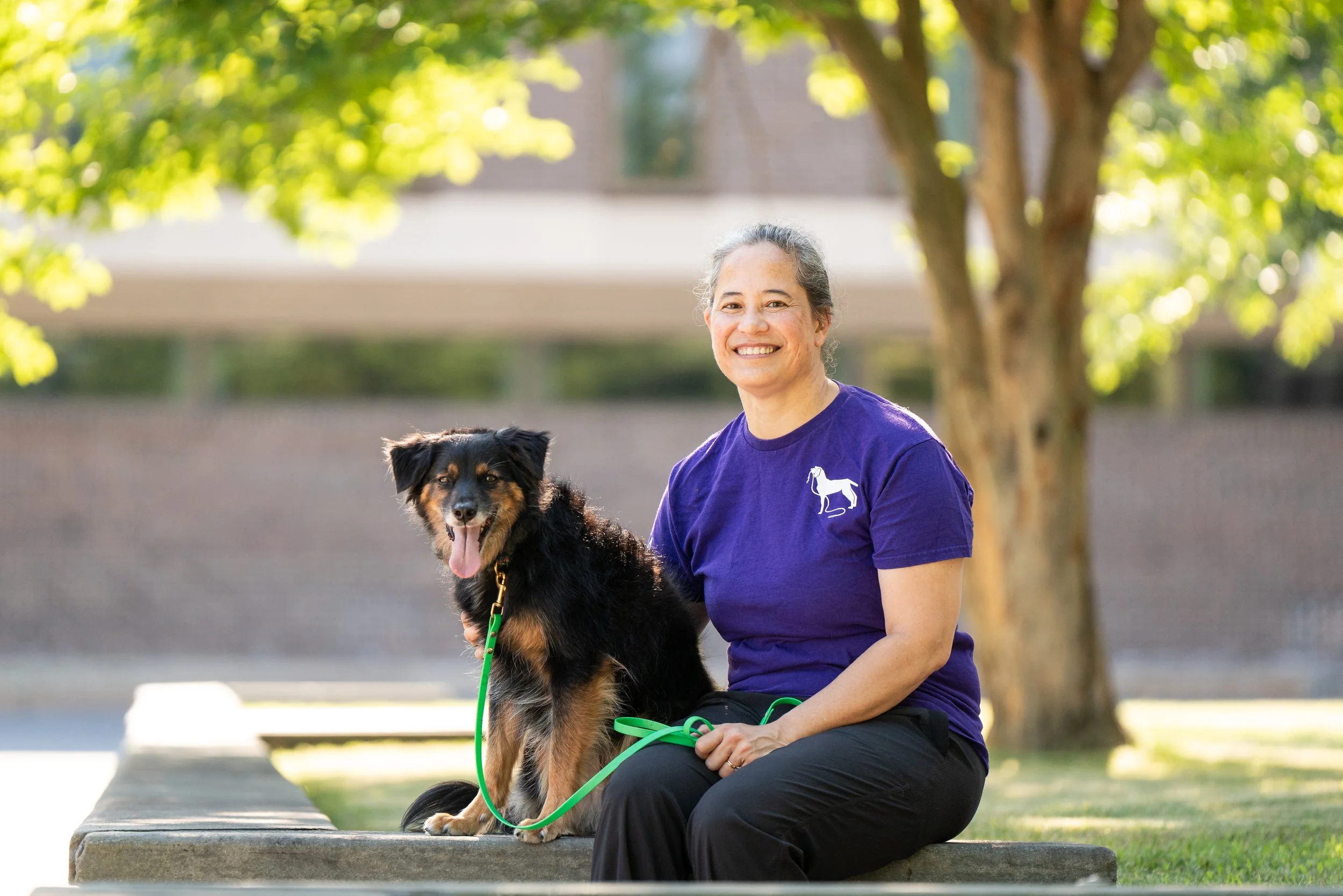 Noodle (medium-sized black tri scruffy dog)  & Maria