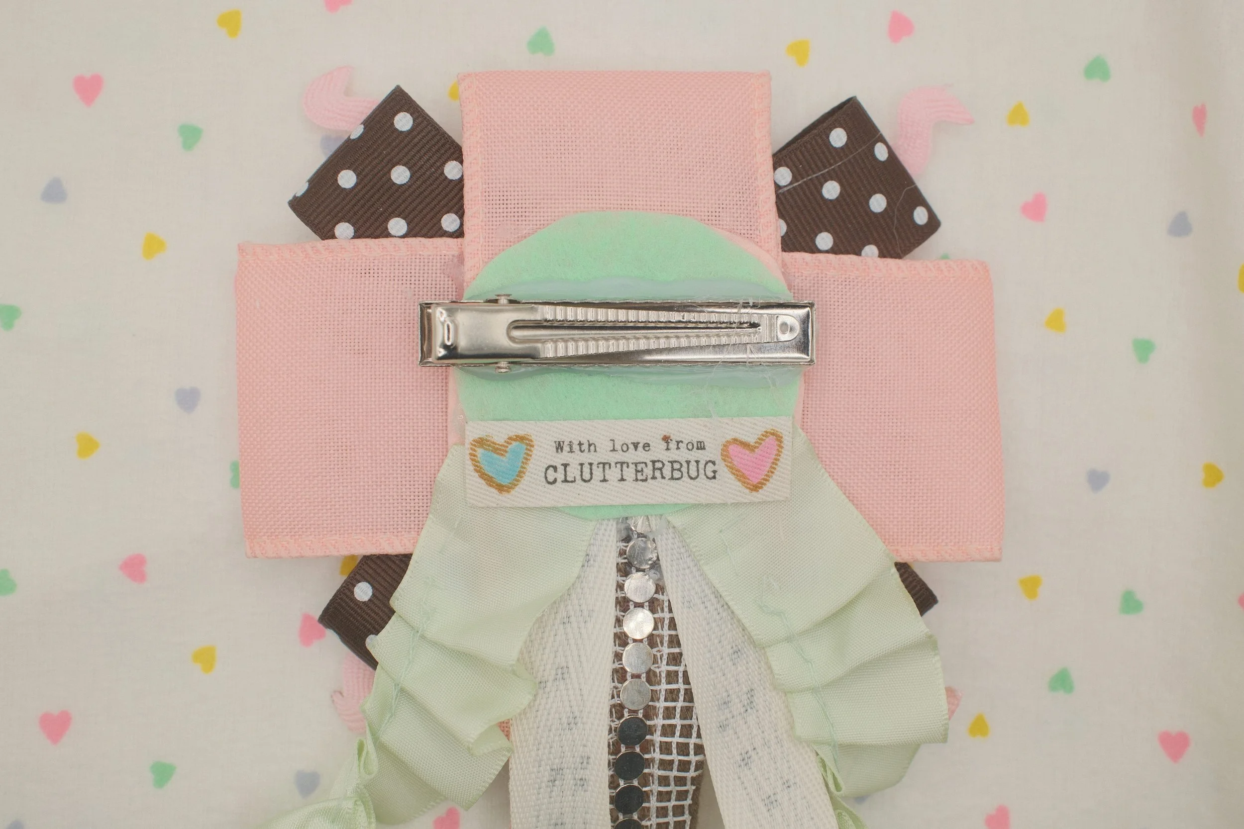 mint chocolate ribbon hair pin