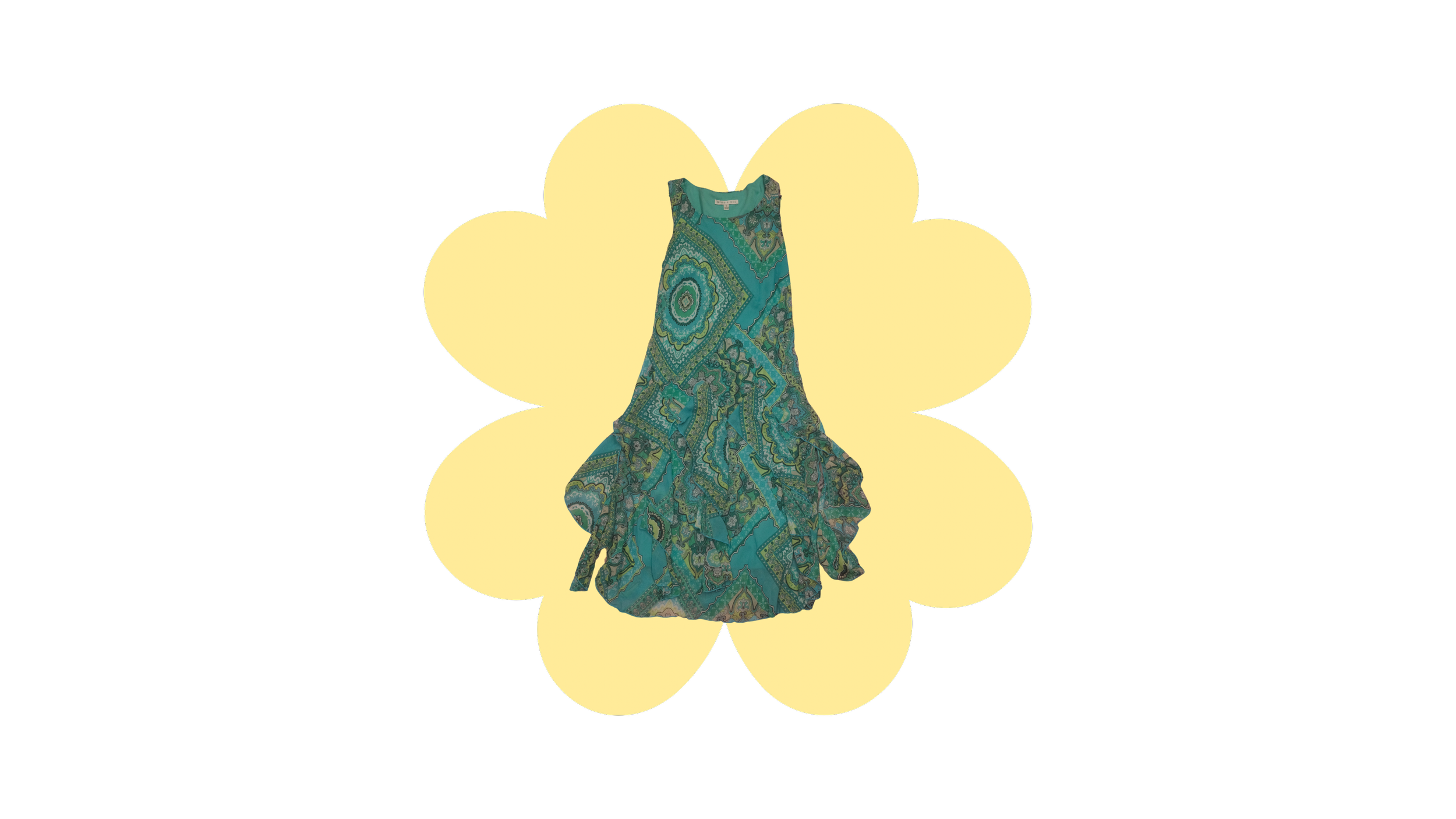 Vintage Teal Paisley Print Dress