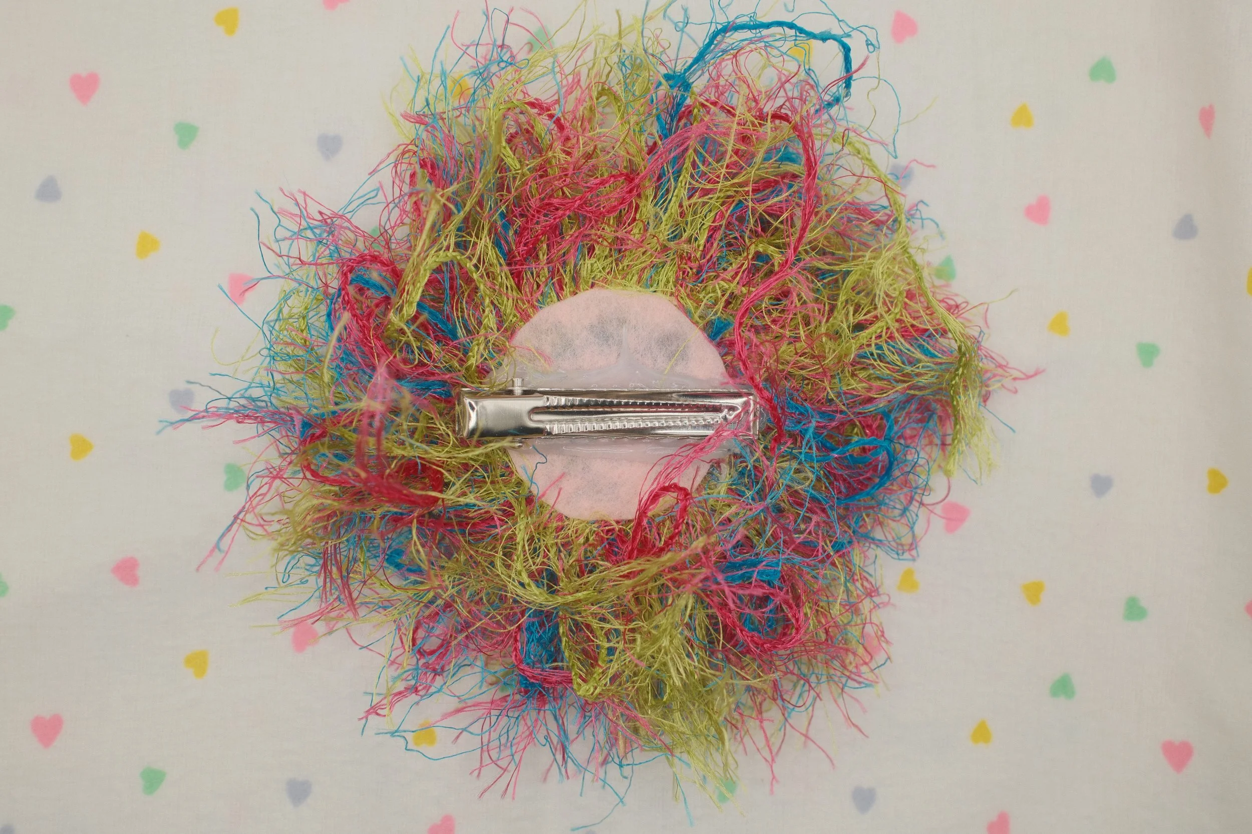 fuzzy button hair clip