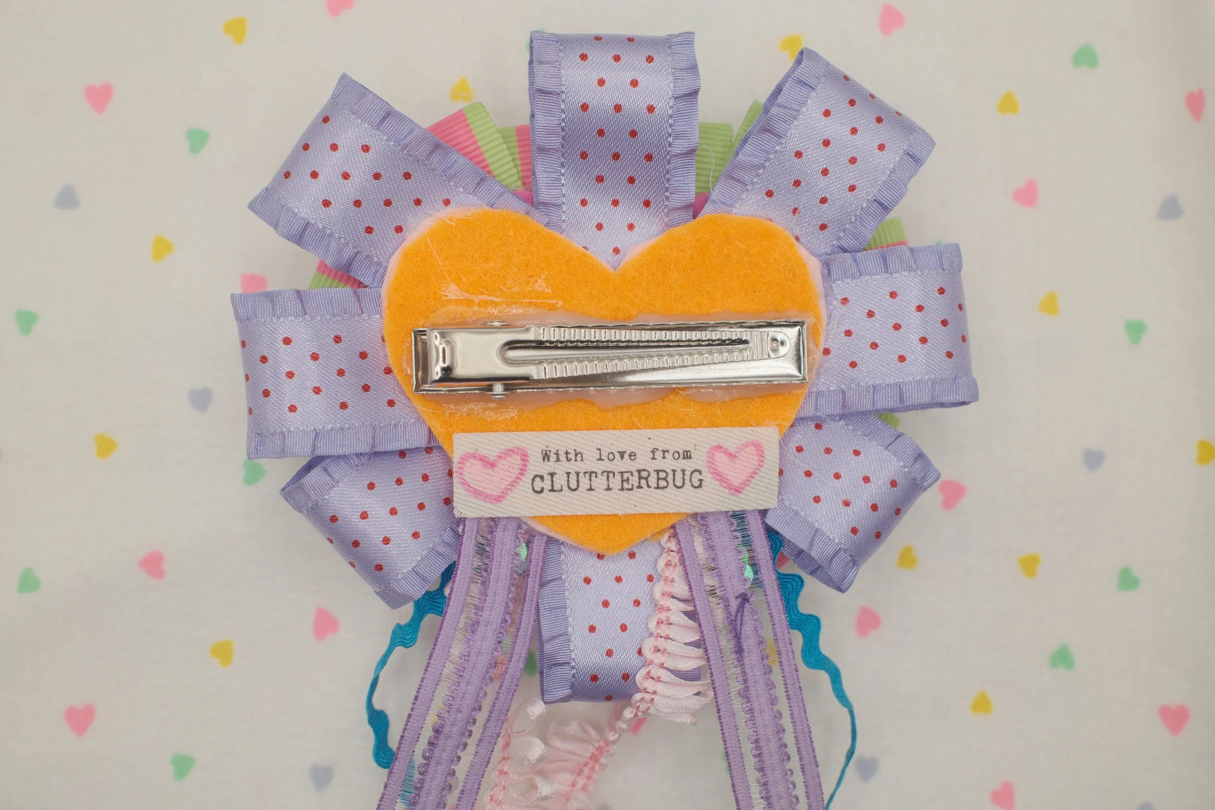 heart button hair clip