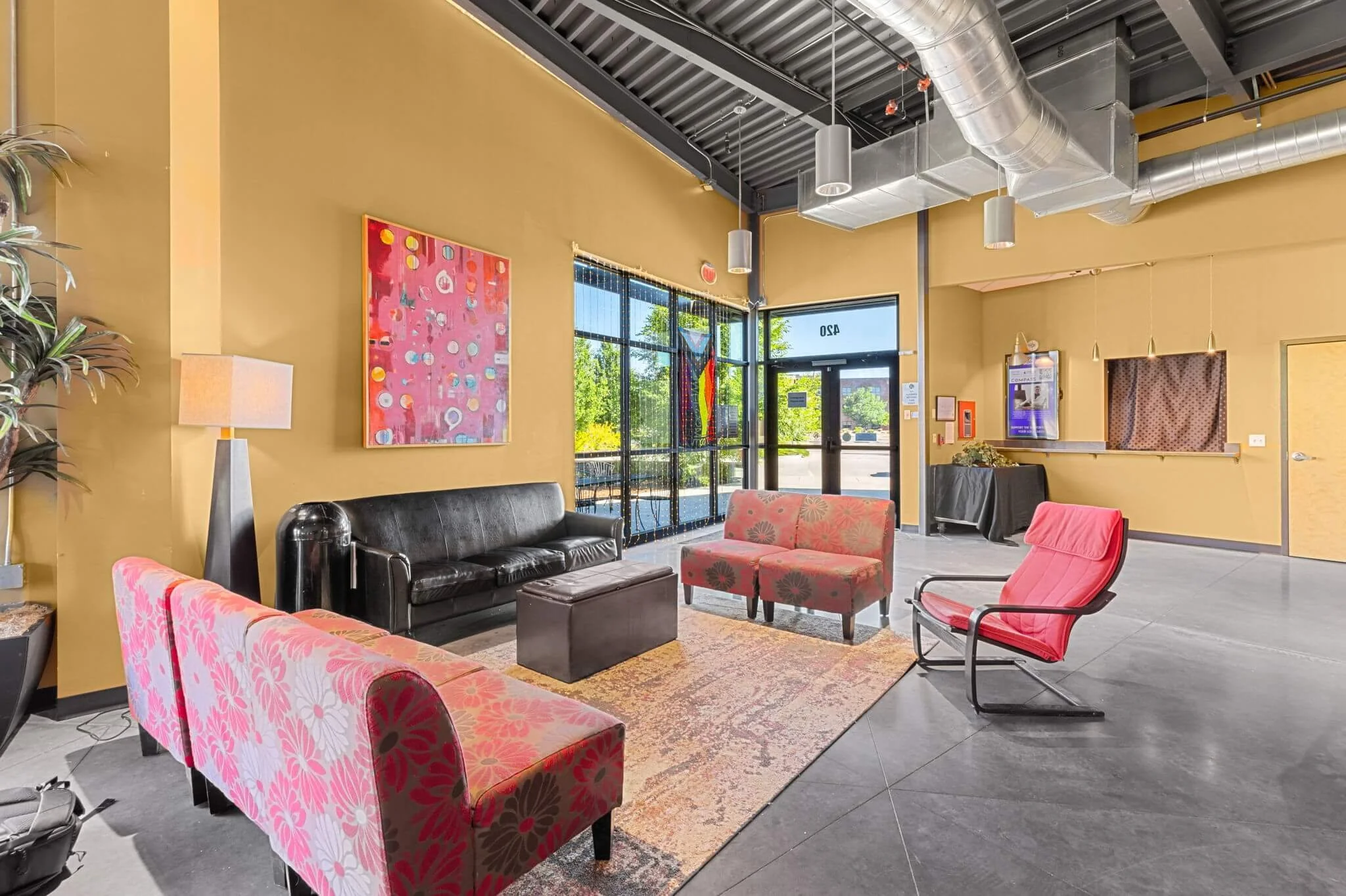 Inside the Arts Hub lobby.