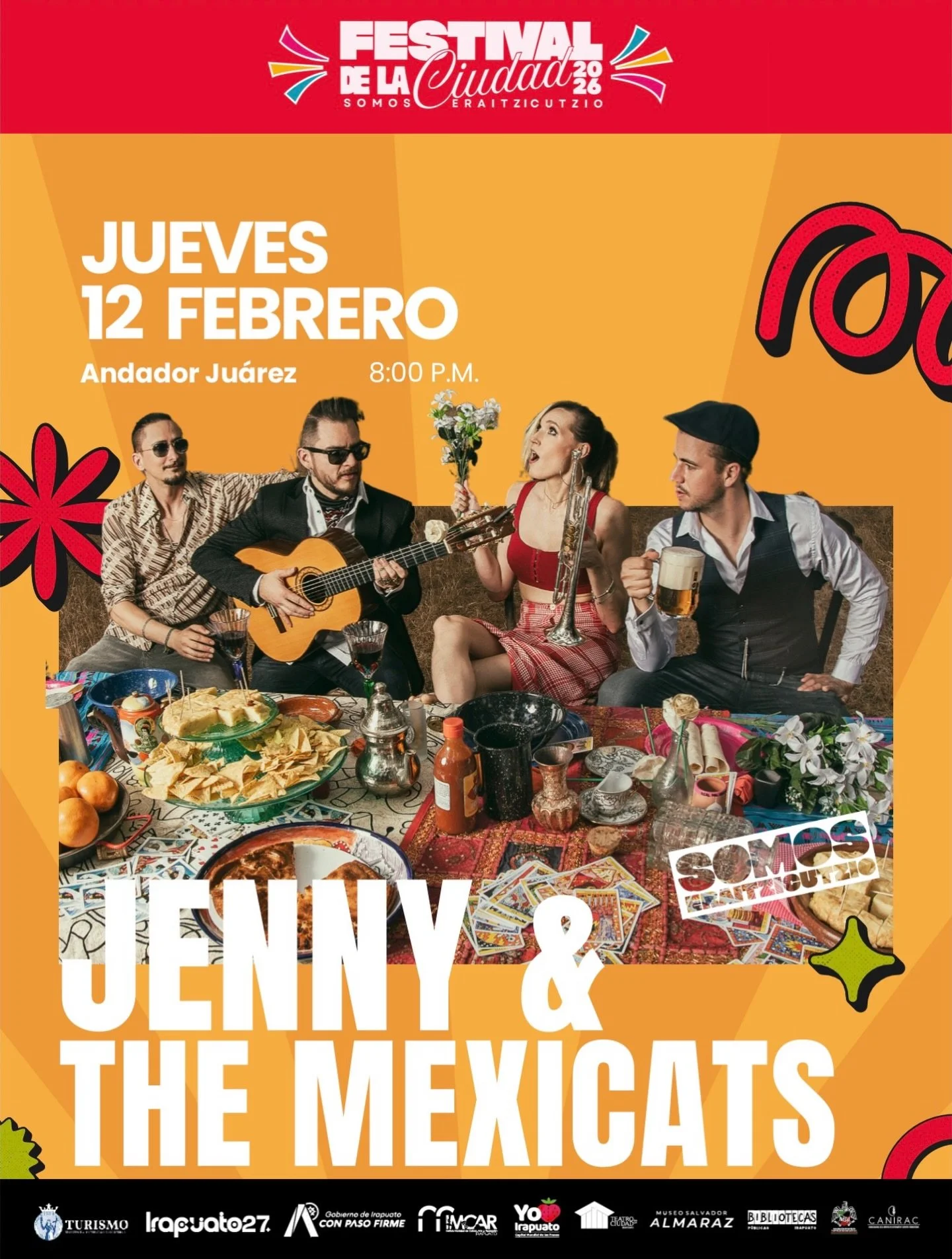 🎶 @jennyandthemexicats regresan a Irapuato para celebrar sus 479 a&ntilde;os!

La banda que ha conquistado escenarios de todo el mundo con su explosiva mezcla de jazz, flamenco, folk, rock y sonidos latinos se suma al
✨ 𝐅𝐞𝐬𝐭𝐢𝐯𝐚𝐥 𝐝𝐞 𝐥𝐚 𝐂