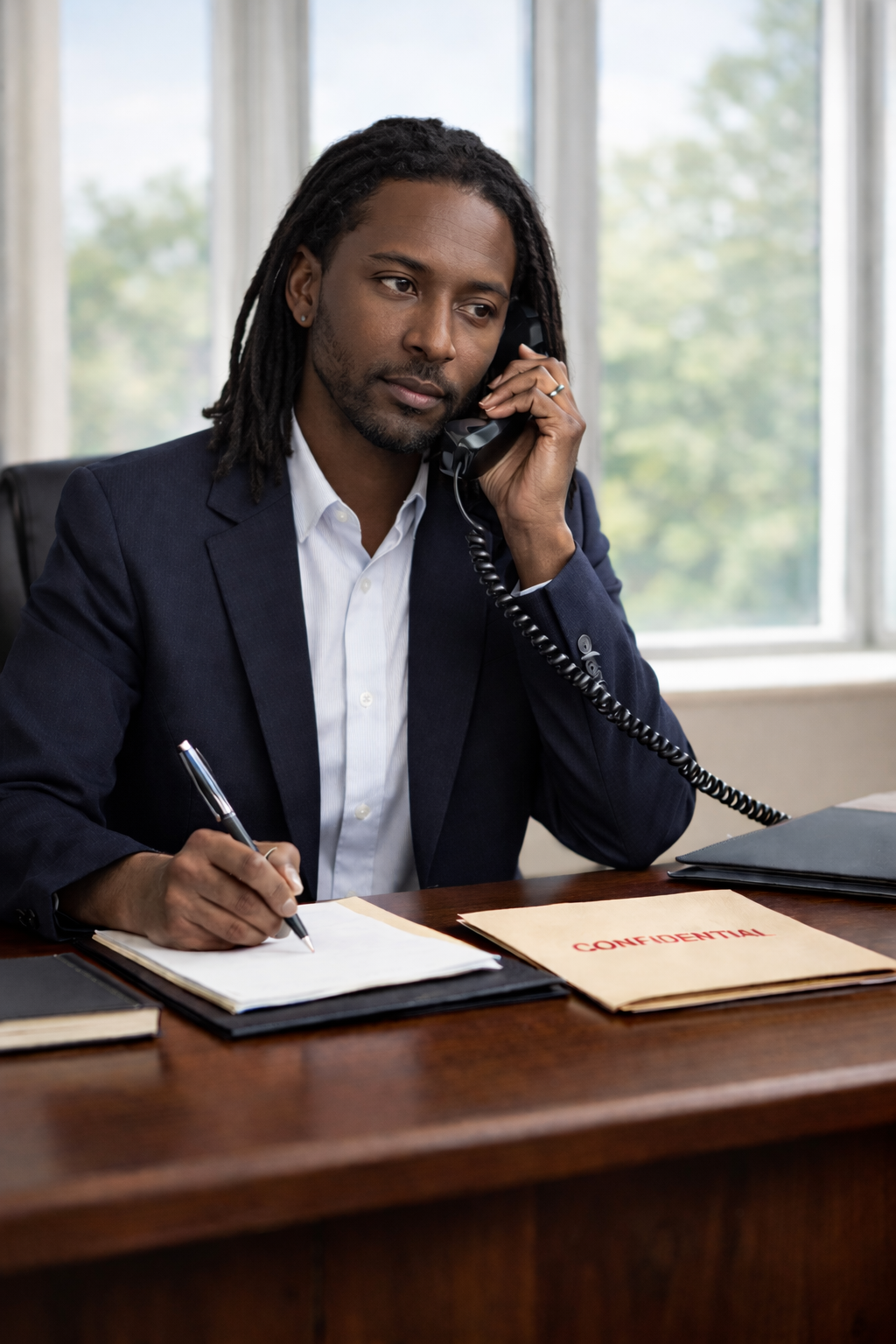 Qualified Intake Specialist on phone, California Employment Law taking confidential declaration statement