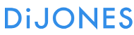 DiJONES logo in blue text