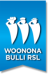 Logo of Woonona Bulli Rugby Club, featuring three white stylized rugby players on a blue background with the club name.