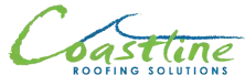 Company logo for Coastline Roofing Solutions with green and blue text.